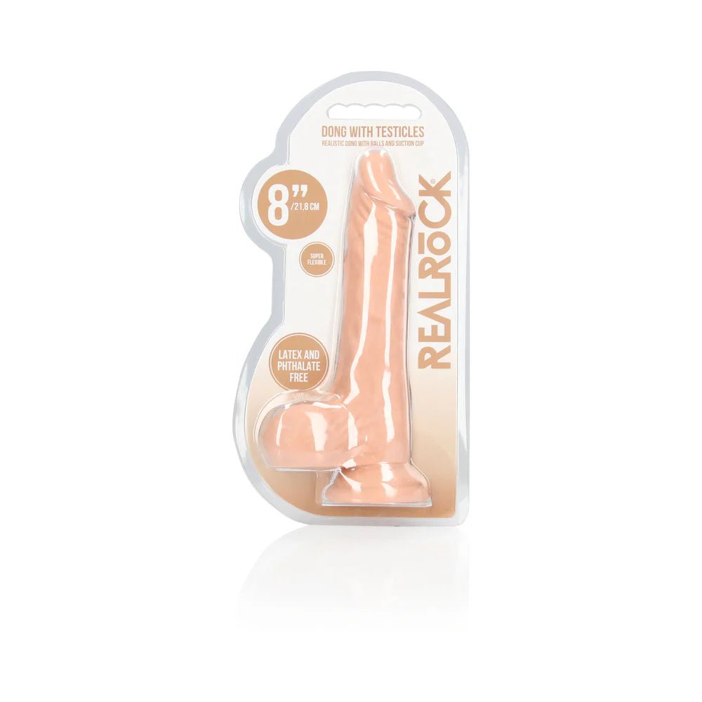 RealRock Realistic 8 in. Dildo With Balls and Suction Cup Beige - TruLuv Novelties