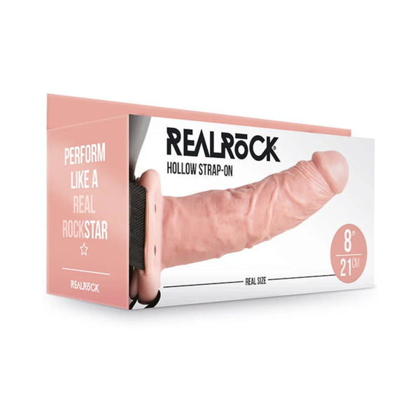 RealRock Realistic 8 in. Hollow Strap - On Beige - TruLuv Novelties