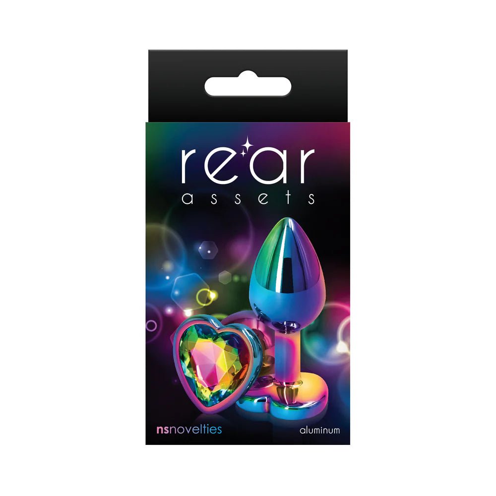 Rear Assets Metal Heart Plug Small Multicolor/Rainbow - TruLuv Novelties