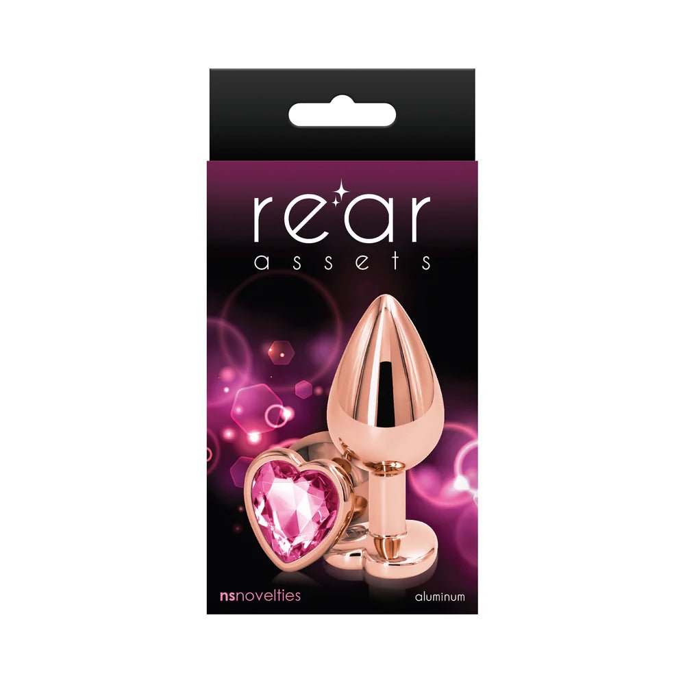Rear Assets Rose Gold Heart Plug Medium Pink - TruLuv Novelties