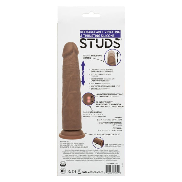 Rechargeable Vibrating and Thrusting Silicone Studs - Brown - TruLuv Novelties