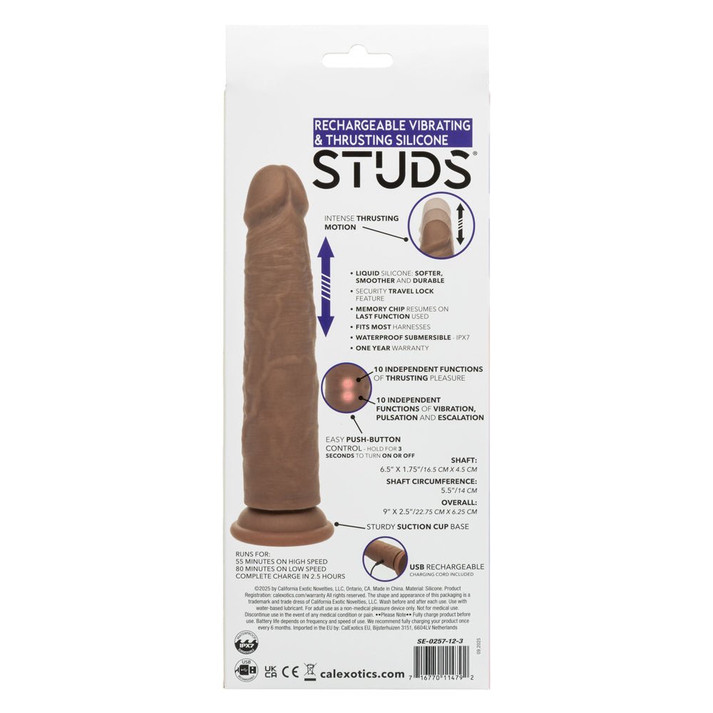 Rechargeable Vibrating and Thrusting Silicone Studs - Brown - TruLuv Novelties