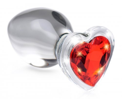 Red Heart Gem Glass Anal Plug - TruLuv Novelties