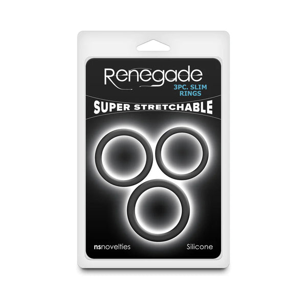 Renegade 3 - Piece Slim Rings Black - TruLuv Novelties
