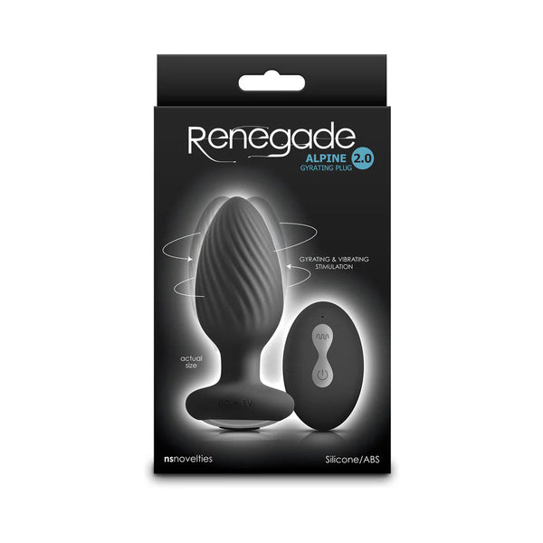 Renegade Alpine 2.0 Gyrating and Vibrating Plug with Remote Black - TruLuv Novelties