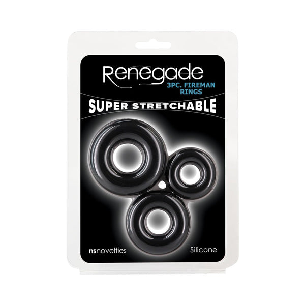 Renegade Fireman Rings 3-Piece Cock Ring Kit Black - TruLuv Novelties