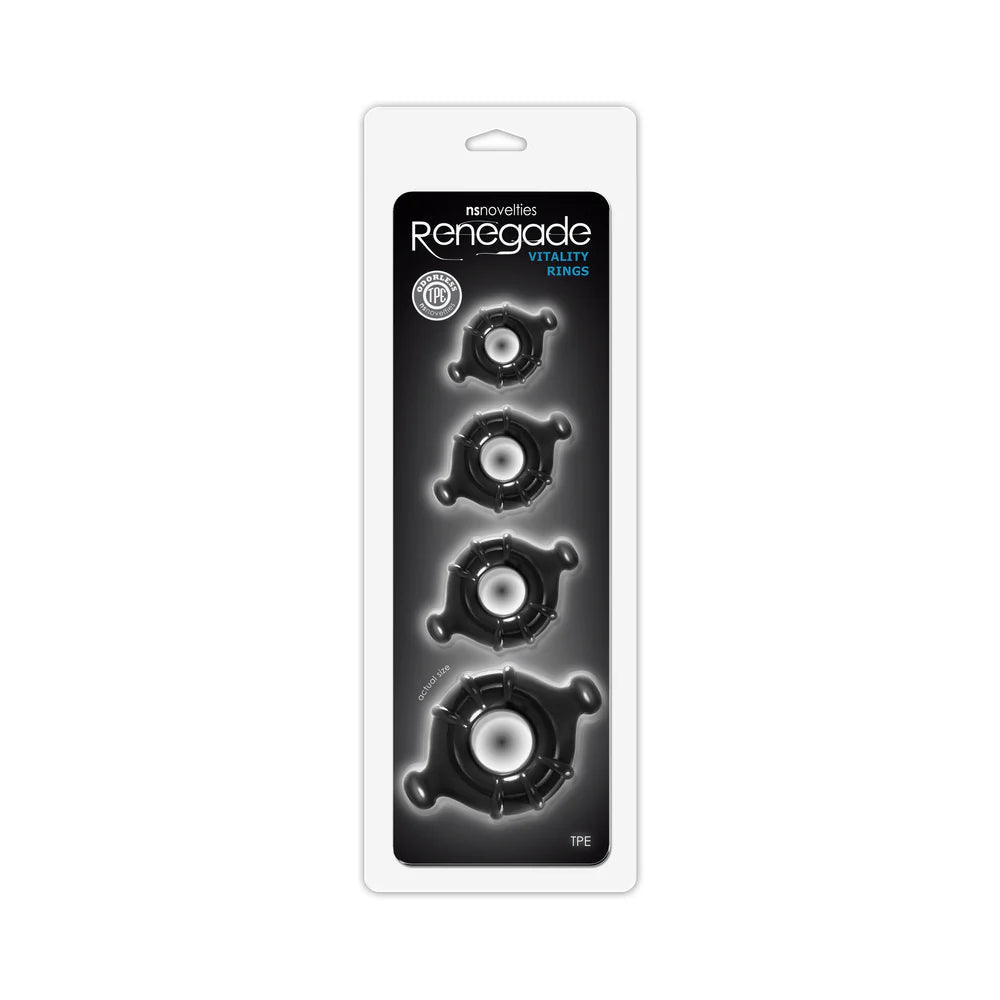 Renegade Vitality Rings 4 - Pack Black - TruLuv Novelties