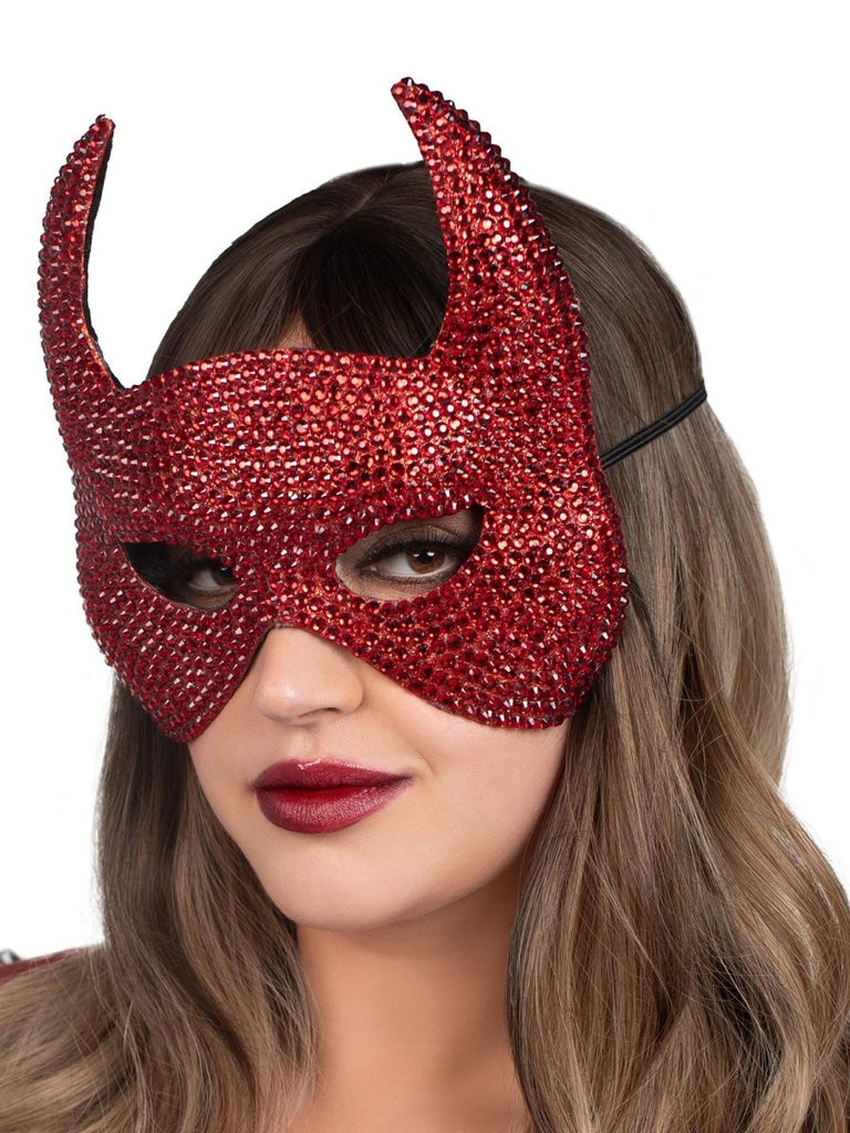 Rhinestone Devil Mask - One Size - Red - TruLuv Novelties