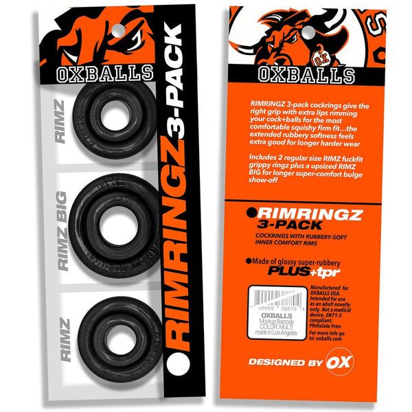 Rimringz Multi Size 3 Pack  - Black - TruLuv Novelties