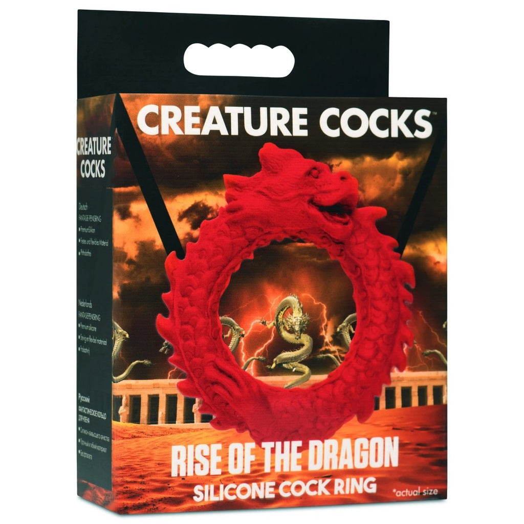 Rise of the Dragon Silicone Cock Ring - Red - TruLuv Novelties