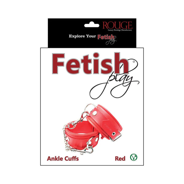 Rouge Fetish Play Vegan Ankle Cuffs Red - TruLuv Novelties