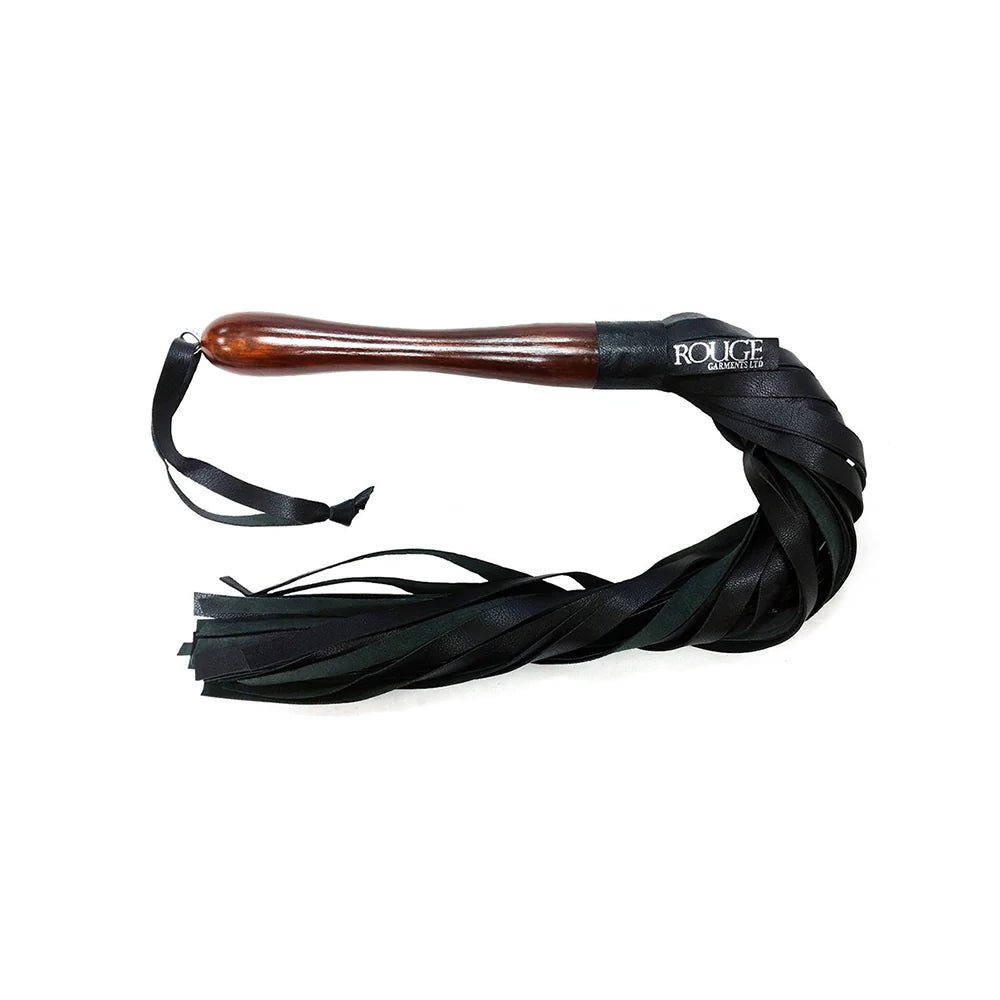 Rouge Wooden Handle Flogger Black - TruLuv Novelties