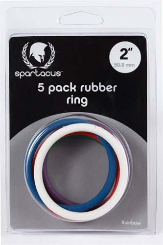 Rubber Cock Ring 5 Pack - 2 Inches - Rainbow - TruLuv Novelties