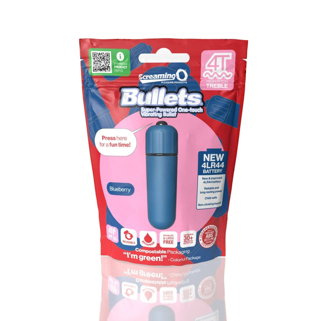 Screaming O 4t - Bullet - Super Powered One Touch Vibrating Bullet - Blueberry - TruLuv Novelties