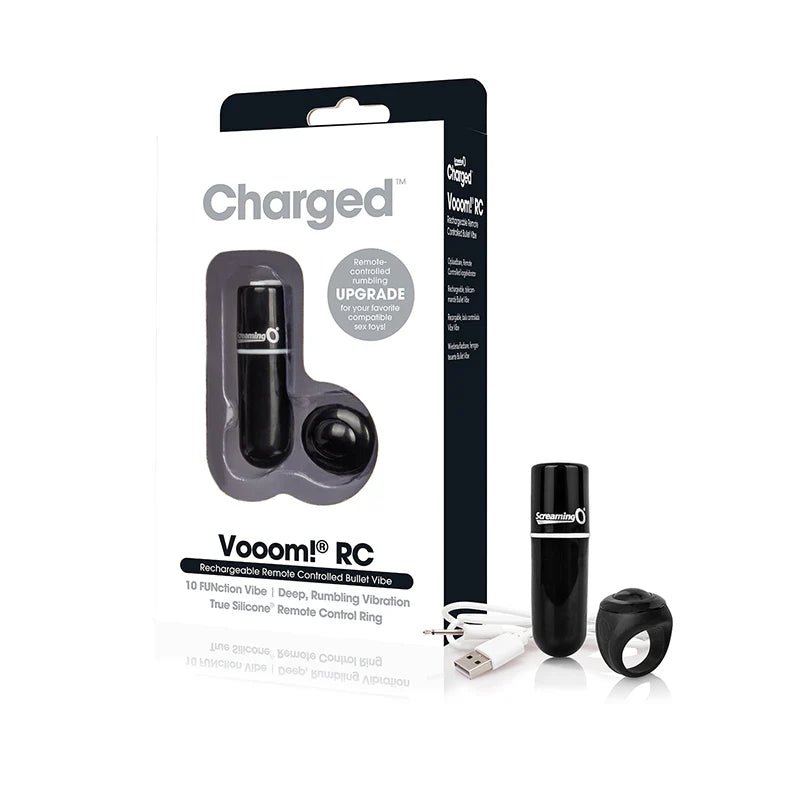 Screaming O Charged Vooom Remote Control Bullet - Black - TruLuv Novelties