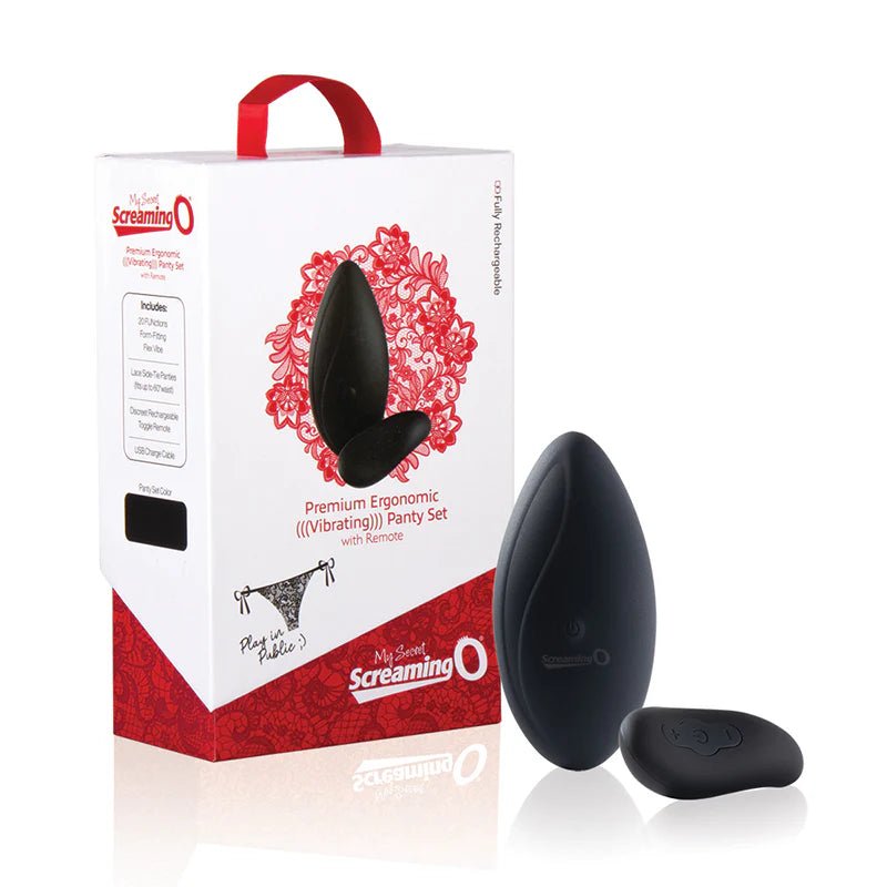Screaming O Premium Ergonomic Remote Panty Set Black - TruLuv Novelties