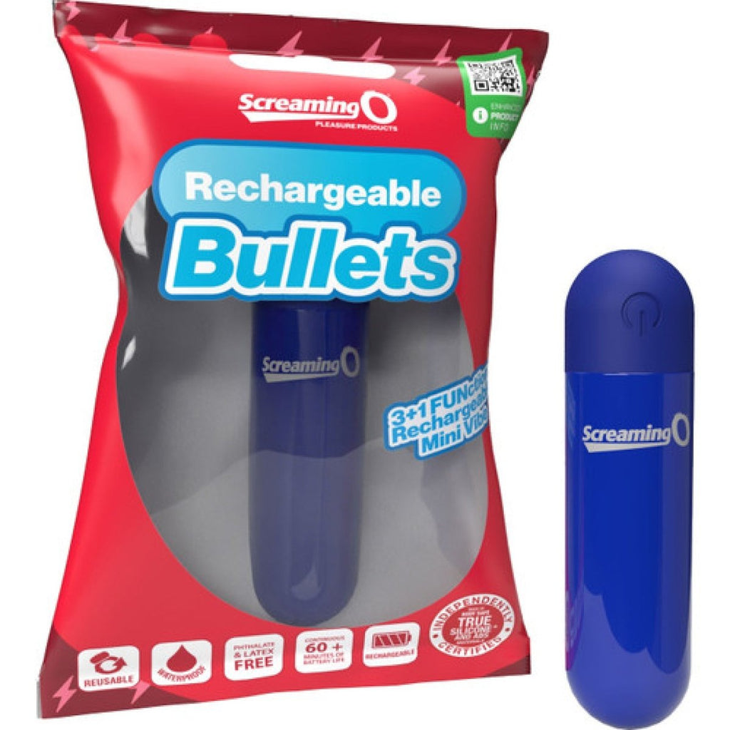 Screaming O Rechargeable Bullets - Blue - TruLuv Novelties