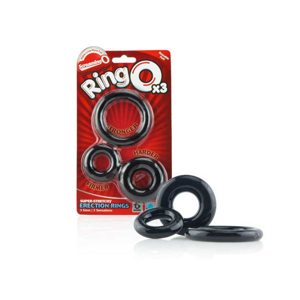 Screaming O RingO 3-Pack Black of Asst Sizes (Box of 6) - TruLuv Novelties