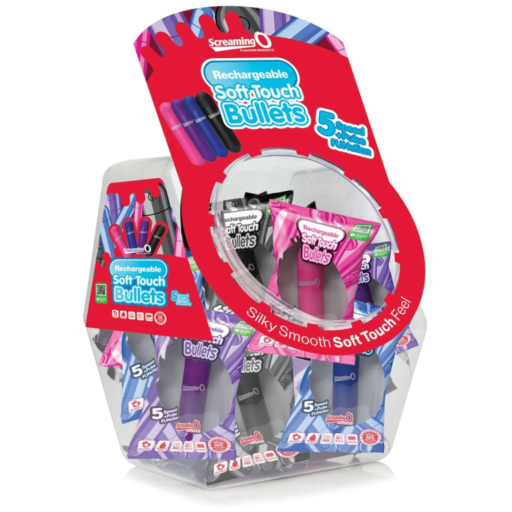 Screaming O Soft Touch Rechargeable Bullets - 24 Count Candy Bowl Display - TruLuv Novelties