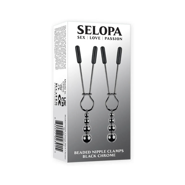 Selopa Beaded Nipple Clamps Stainless Steel Black Chrome - TruLuv Novelties