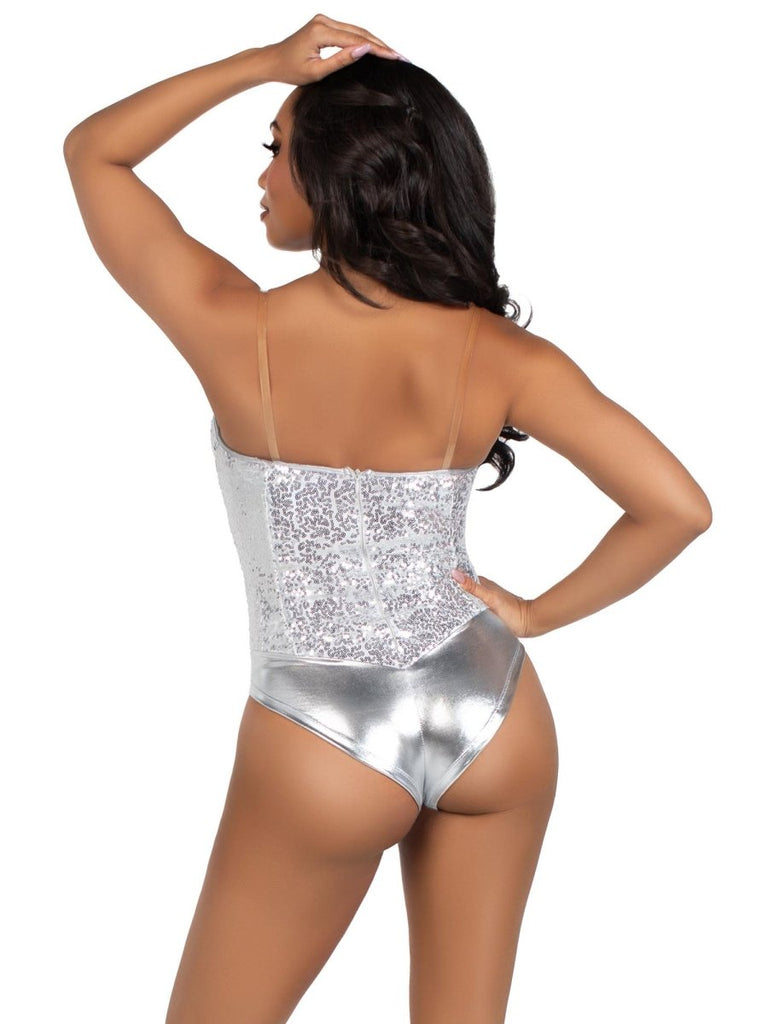 Sequin Bodysuit - Large - Silver - TruLuv Novelties