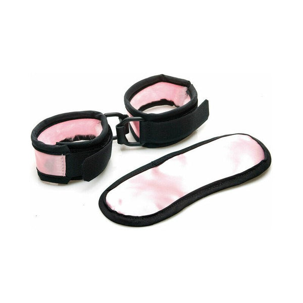 Sex Kitten Mask & Cuff Set Pink/Black - TruLuv Novelties