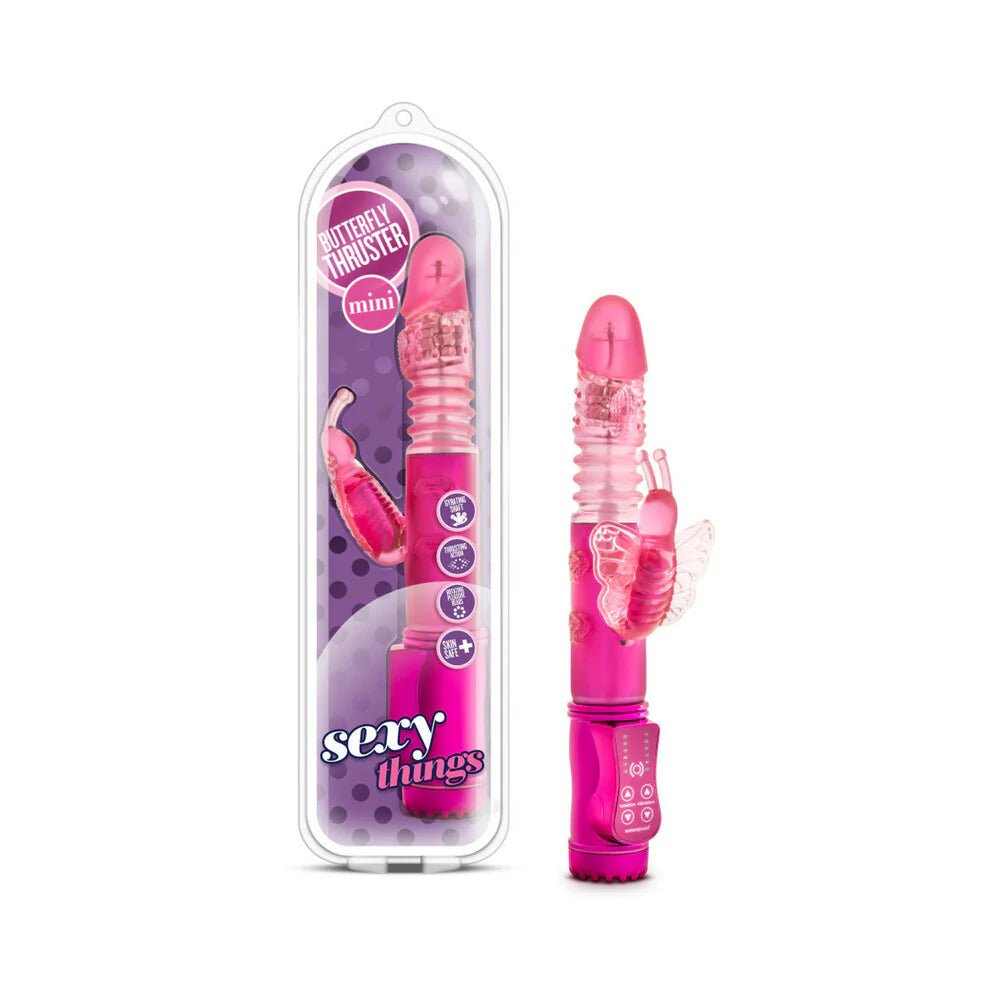 Sexy Things Butterfly Thruster Mini Dual Stimulation Vibrator Fuchsia - TruLuv Novelties