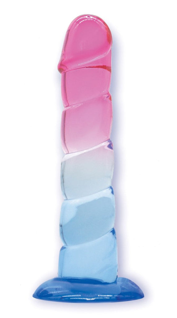 Shades, 7.5" Swirl Jelly Tpr Gradient Dong - Pink and Blue - TruLuv Novelties