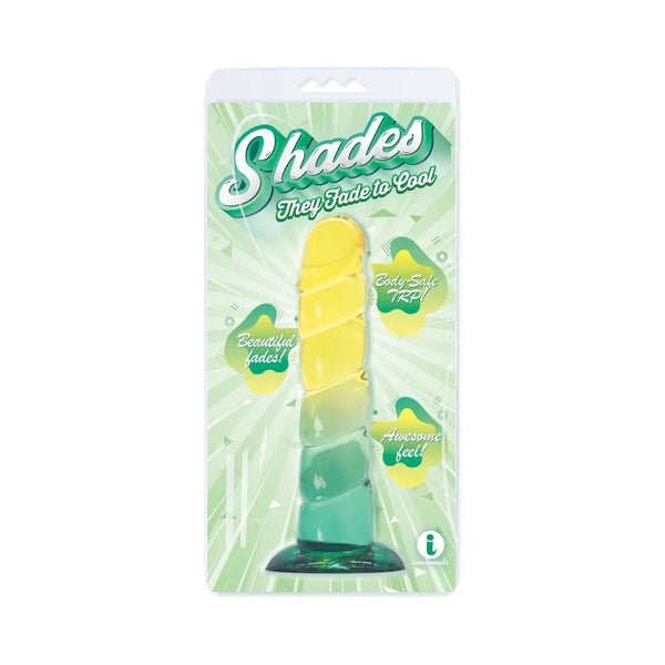 Shades Swirl 7.5 in. Dildo Yellow/Mint - TruLuv Novelties