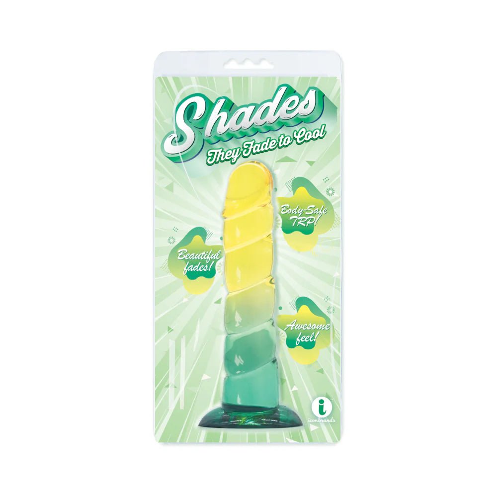 Shades Swirl 7.5 in. Dildo Yellow/Mint - TruLuv Novelties