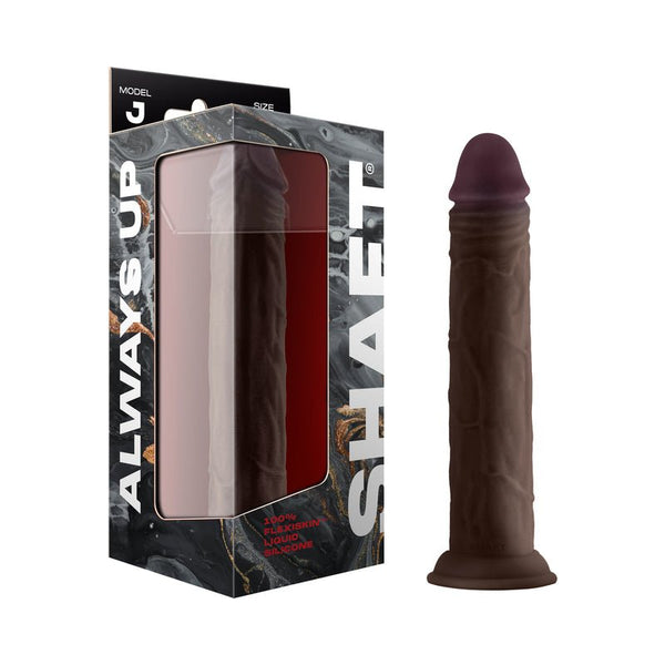 Shaft Model J: 9.5 in. Dual Density Silicone Dildo Mahogany - TruLuv Novelties