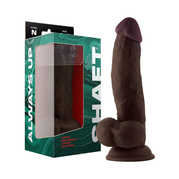 Shaft Model N: 8.5 in. Dual Density Silicone Dildo with Balls Mahogany - TruLuv Novelties
