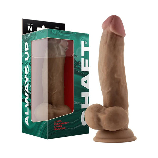 Shaft Model N: 8.5 in. Dual Density Silicone Dildo with Balls Oak - TruLuv Novelties