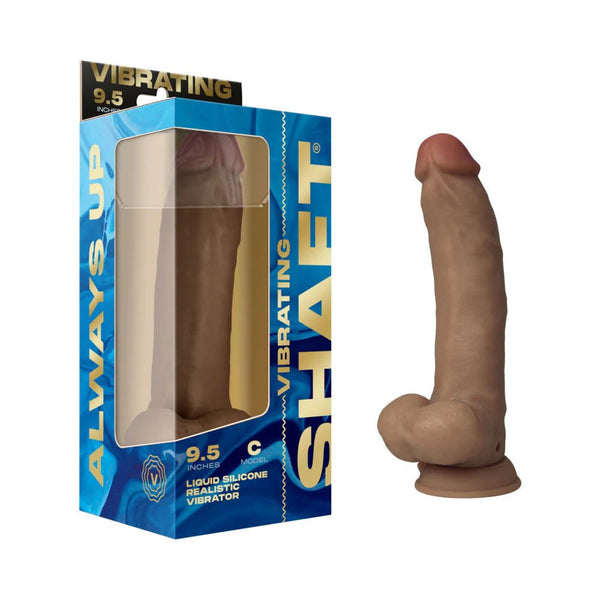 Shaft Vibrating Model C: 9.5 in. Dual Density Silicone Dildo Oak - TruLuv Novelties