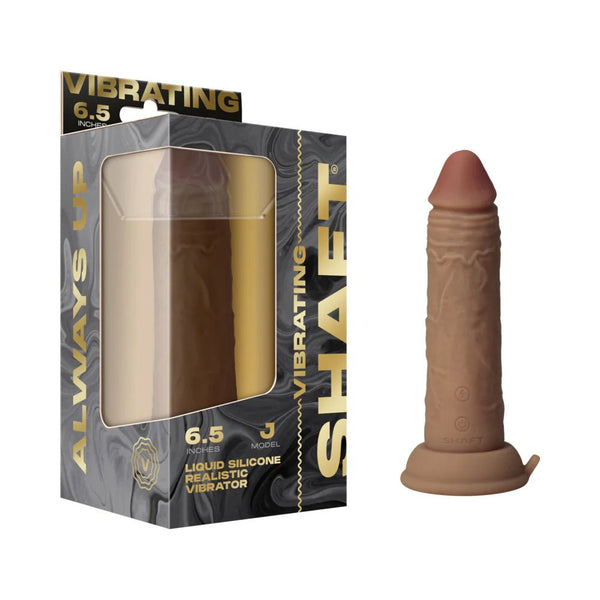 Shaft Vibrating Model J: 6.5 in. Dual Density Silicone Dildo Oak - TruLuv Novelties