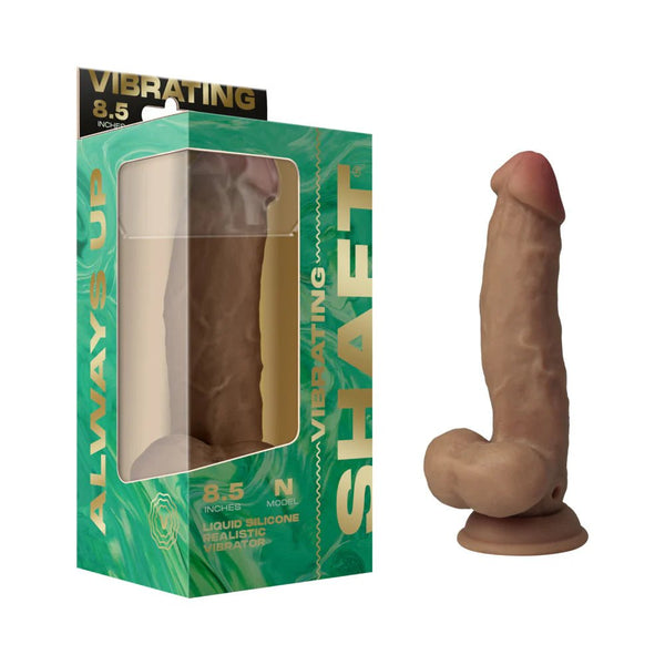 Shaft Vibrating Model N: 8.5 in. Dual Density Silicone Dildo Oak - TruLuv Novelties