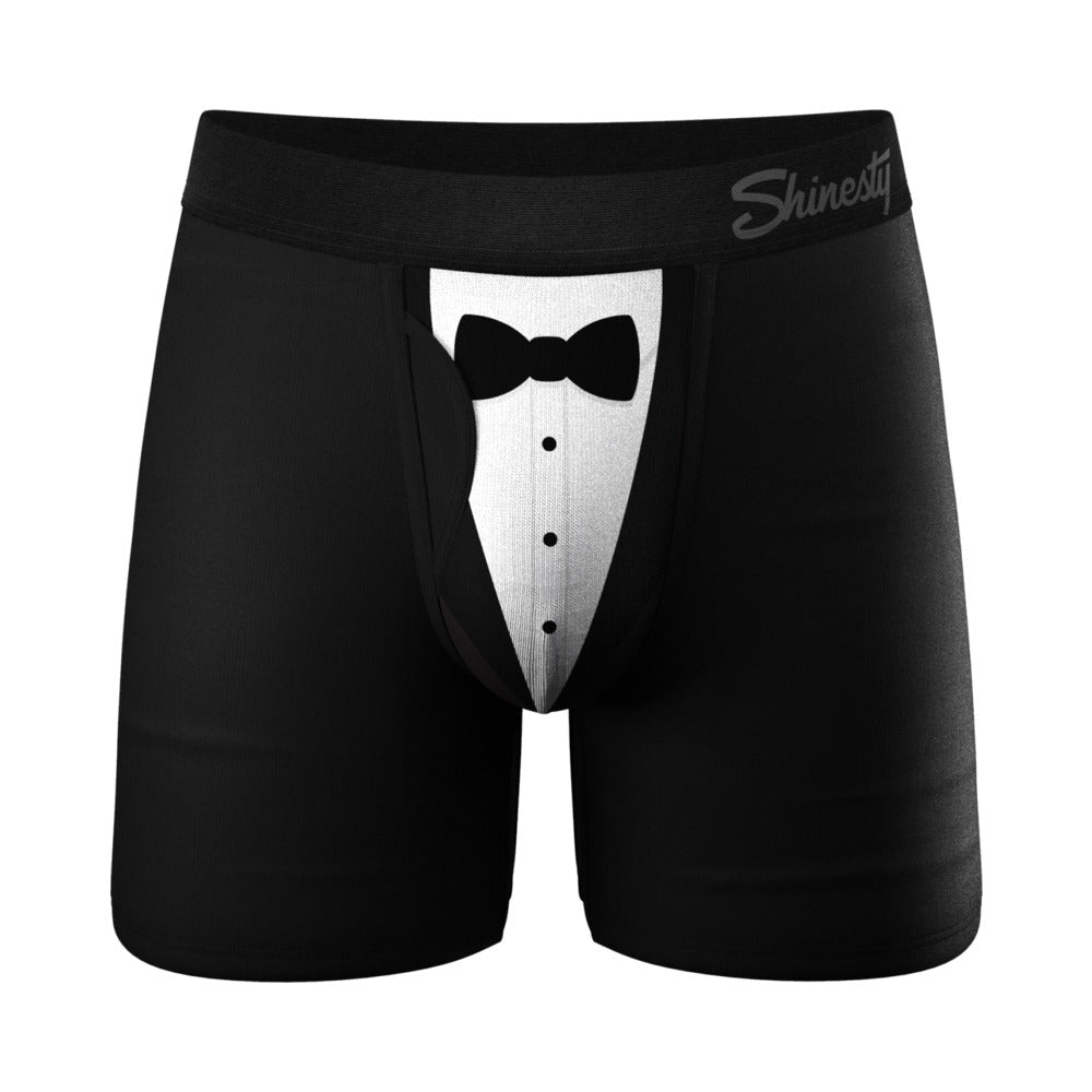Shinesty The 009 Black Tuxedo Ball Hammock Pouch Underwear with Fly M - TruLuv Novelties