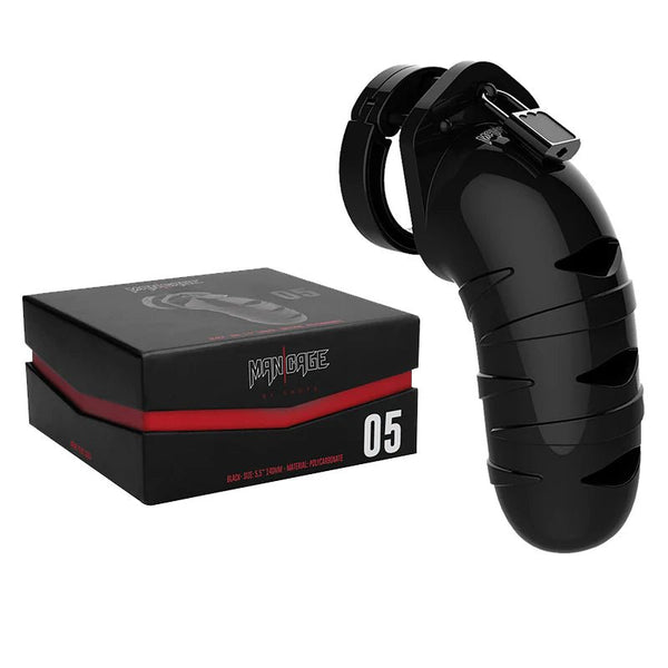 Shots ManCage Model 05 Adjustable 5.5 in. Chastity Cock Cage Black - TruLuv Novelties
