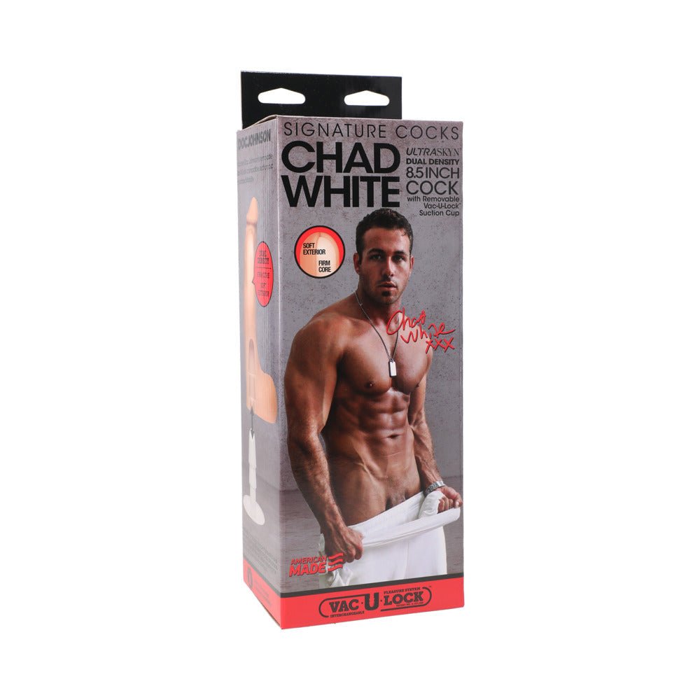 Signature Cocks - Chad White 8.5 Inch ULTRASKYN Cock with Removable Vac-U-Lock Suction Cup Vanilla - TruLuv Novelties