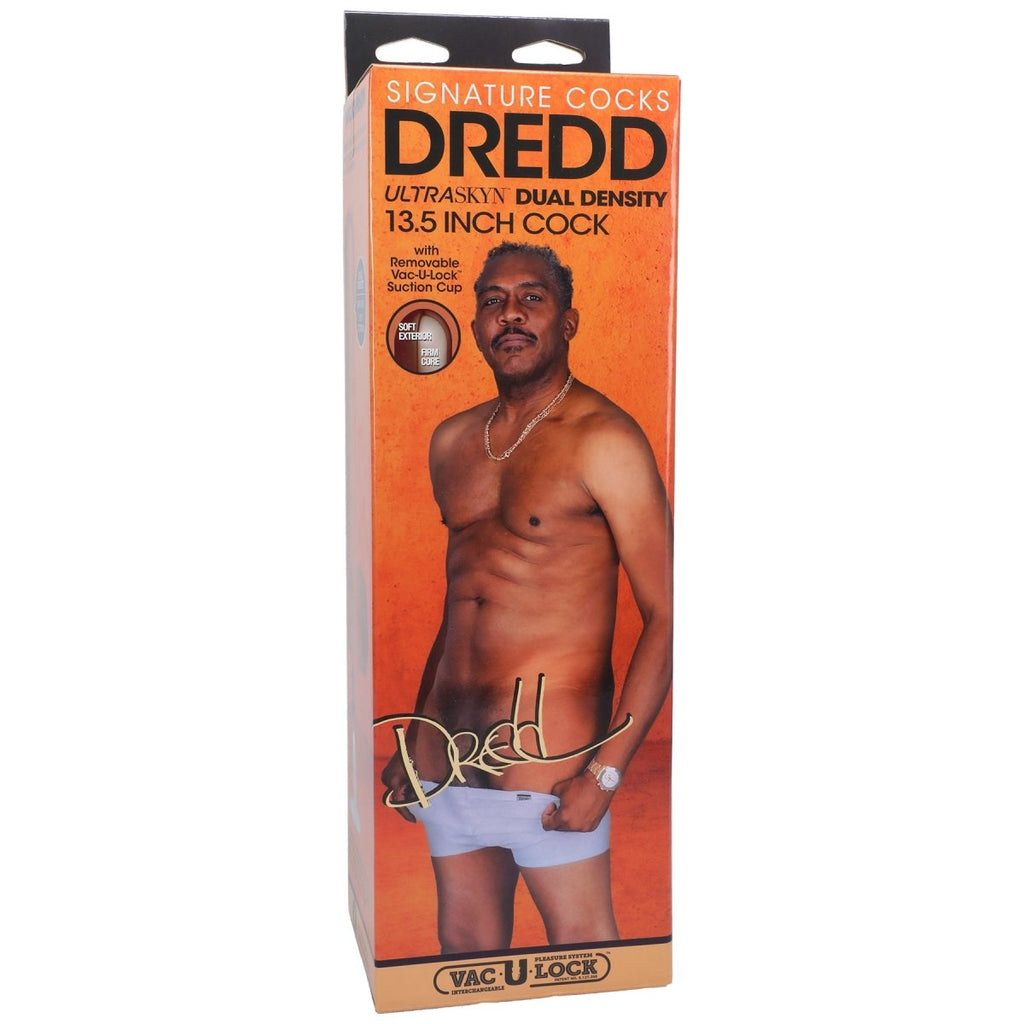 Signature Cocks - Dredd - 13.5 Inch Ultraskyn Cock With Removable Vac - U - Lock Suction Cup - Chocolate - TruLuv Novelties