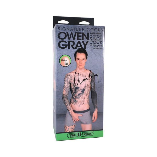Signature Cocks Owen Gray 9 in. ULTRASKYN Dildo with Vac - U - Lock Suction Cup - TruLuv Novelties