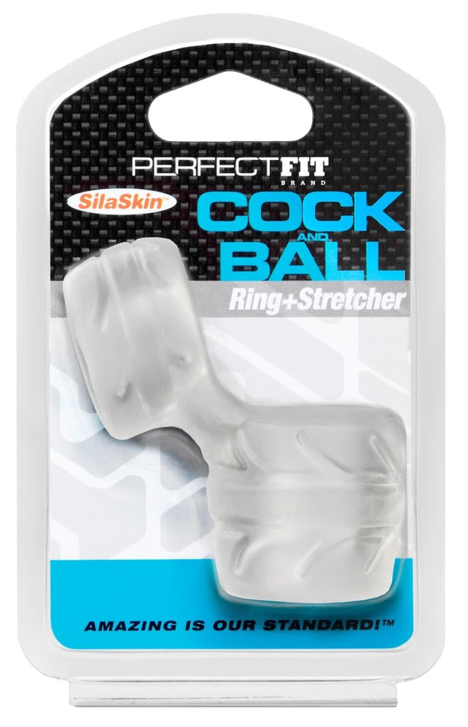 Silaskin Cock and Ball Ring and Stretcher - Clear - TruLuv Novelties