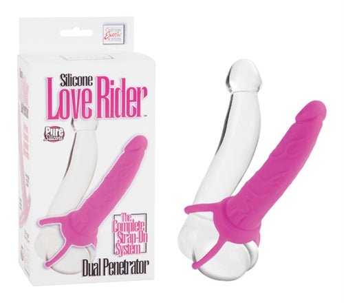 Silicone Love Rider Dual Penetrator - Pink - TruLuv Novelties