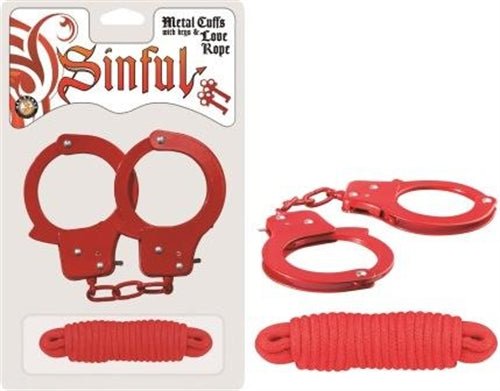 Sinful Metal Cuffs With Keys & - Love Rope - TruLuv Novelties