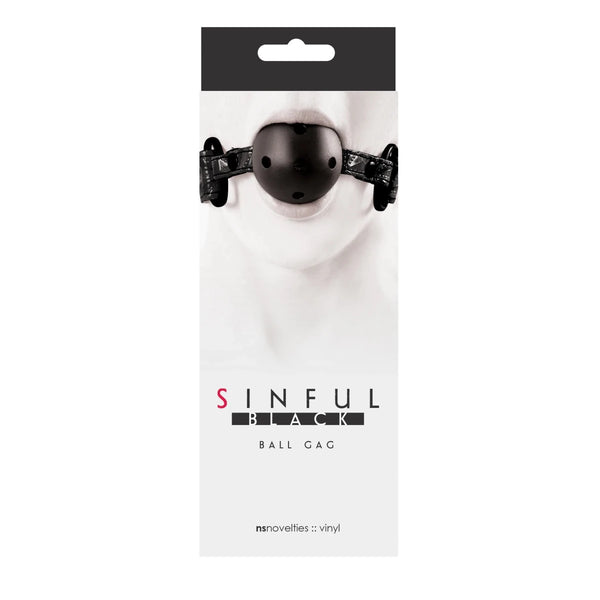 Sinful Vinyl Ball Gag Black - TruLuv Novelties
