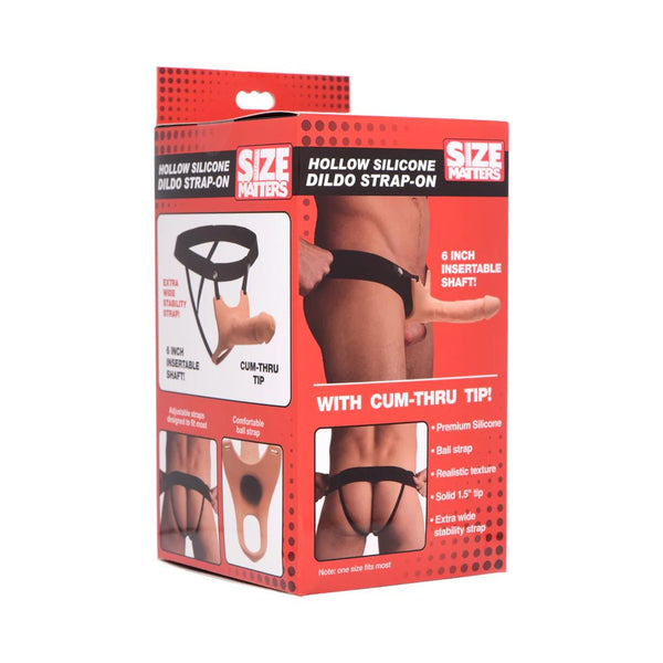 Size Matters Hollow Silicone Dildo Strap - On Beige - TruLuv Novelties