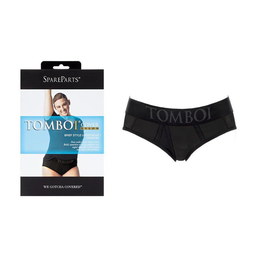 SpareParts Tomboi Cover Brief Style Underwear Harness Nylon Black/Black 4XL - TruLuv Novelties