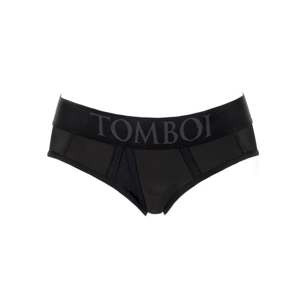 SpareParts Tomboi Cover Brief Style Underwear Harness Nylon Black/Black XXS - TruLuv Novelties