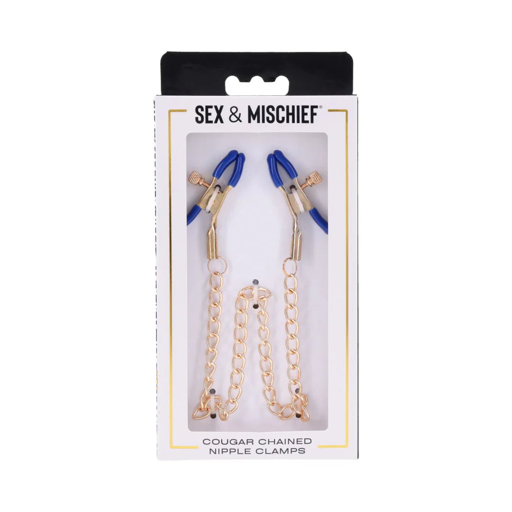 Sportsheets Sex & Mischief Cougar Chained Nipple Clamps - TruLuv Novelties