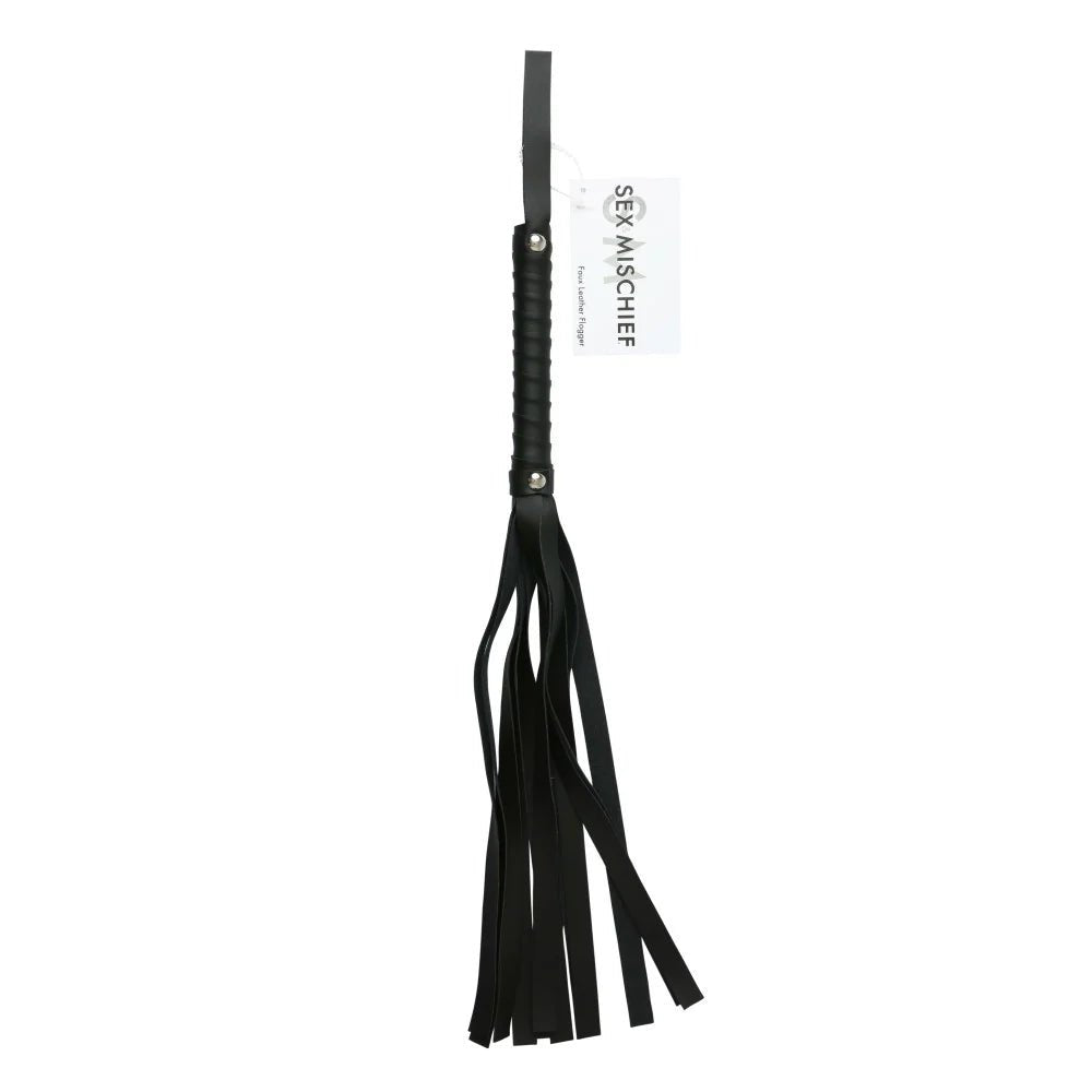 Sportsheets Sex & Mischief Faux Leather Flogger Black - TruLuv Novelties
